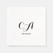 Serviette En Papier Anniversaire noir blanc de monogramme (Devant)