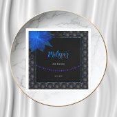 Serviette En Papier Anniversaire noir et bleu élégant