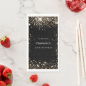 Serviette En Papier Anniversaire noir or parties scintillant nom (En situation)