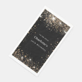Serviette En Papier Anniversaire noir or parties scintillant nom (Coin)