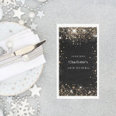 Serviette En Papier Anniversaire noir or parties scintillant nom