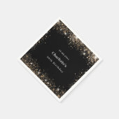 Serviette En Papier Anniversaire noir or parties scintillant nom (Coin)