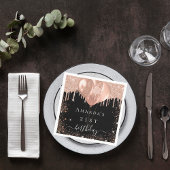 Serviette En Papier Anniversaire noir rose or parties scintillant ball