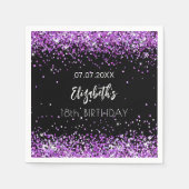 Serviette En Papier Anniversaire noir violet nom (Devant)