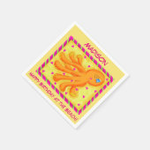 Serviette En Papier Anniversaire Nom de plage Octopus Personnalisé Jau (Coin)