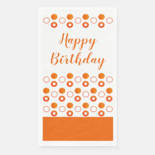 Serviette En Papier Anniversaire orange et blanc