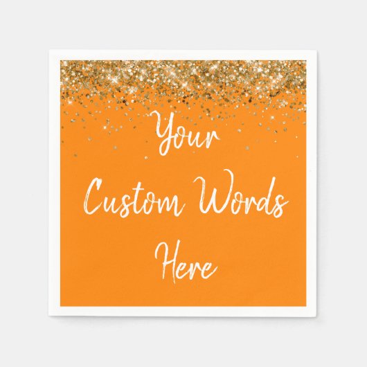 Serviette En Papier Anniversaire Orange Personnalisé (Devant)