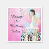 Serviette En Papier Anniversaire ou Bachelorette Party Diva Princess G (Devant)
