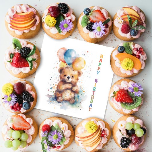 Serviette En Papier Anniversaire Ourson