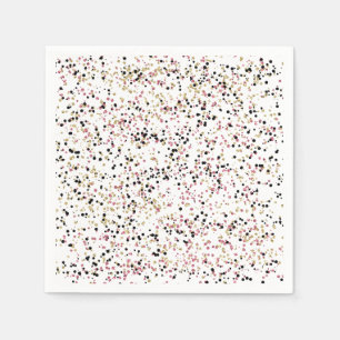 Serviette En Papier Anniversaire Pailleté Or Rose Noir Points Confetti