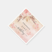 Serviette En Papier Anniversaire pampas herbe rose papillons d'or (Coin)