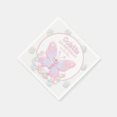 Serviette En Papier Anniversaire Papillon Fraise Rose (Coin)