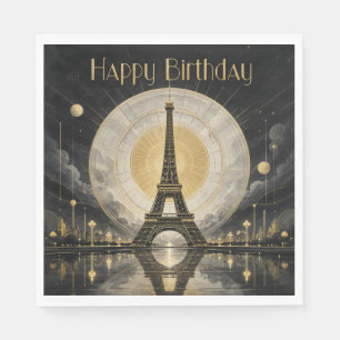 Serviette En Papier Anniversaire Paris Tour Eiffel Déco Or