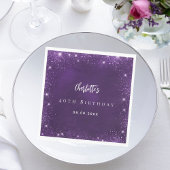 Serviette En Papier Anniversaire parties scintillant violet nom étince