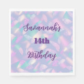 Serviette En Papier Anniversaire Parties scintillant violet Nom hologr (Devant)