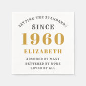 Serviette En Papier Anniversaire personnalisé 1960 Ajouter Votre Nom G (Devant)