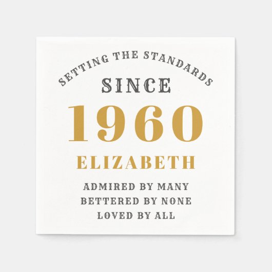 Serviette En Papier Anniversaire personnalisé 1960 Ajouter Votre Nom G (Devant)