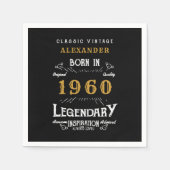 Serviette En Papier Anniversaire personnalisé 1960 Ajouter Votre Nom L (Devant)