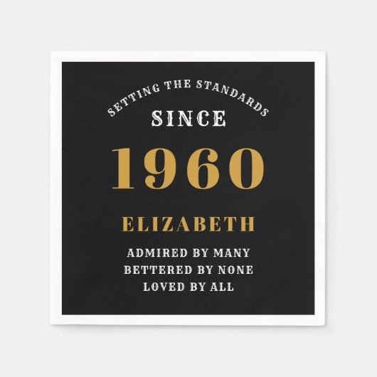 Serviette En Papier Anniversaire personnalisé 1960 Ajouter votre nom N (Devant)