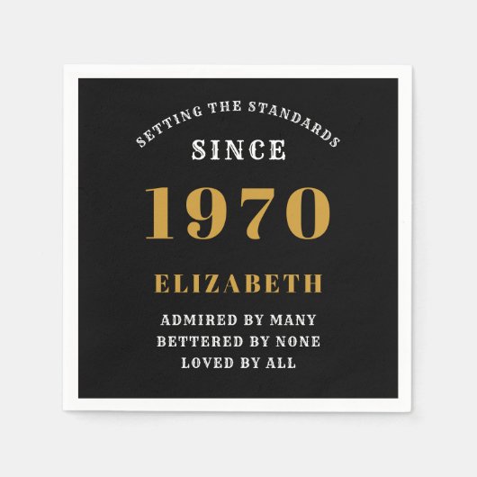 Serviette En Papier Anniversaire personnalisé 1970 Ajouter votre nom N (Devant)