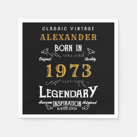 Serviette En Papier Anniversaire personnalisé 1973 Ajouter Votre Nom L (Devant)