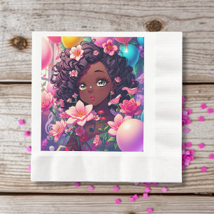 Serviette En Papier Anniversaire Personnalisé afro-américain