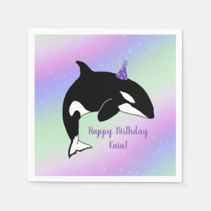 Serviette En Papier Anniversaire personnalisé de la baleine tueuse Or