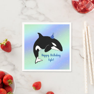 Serviette En Papier Anniversaire personnalisé de la baleine tueuse Or