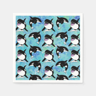Serviette En Papier Anniversaire personnalisé de la baleine tueuse Orc