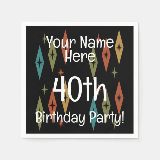 Serviette En Papier Anniversaire personnalisé du Moyen-siècle (Devant)