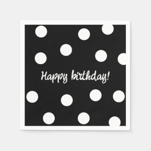 Serviette En Papier Anniversaire personnalisé noir et blanc