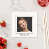 Serviette En Papier Anniversaire photo personnalisée blanc noir (En situation)