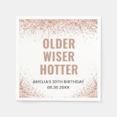 Serviette En Papier Anniversaire, Plus sage, Parties scintillant rose (Devant)