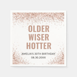 Serviette En Papier Anniversaire, Plus sage, Parties scintillant rose