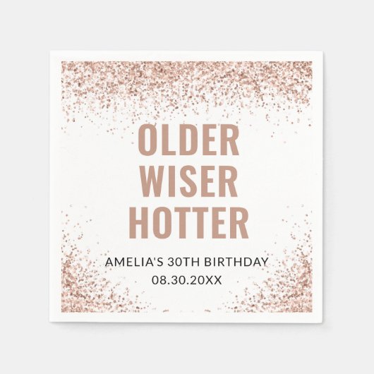 Serviette En Papier Anniversaire, Plus sage, Parties scintillant rose (Devant)