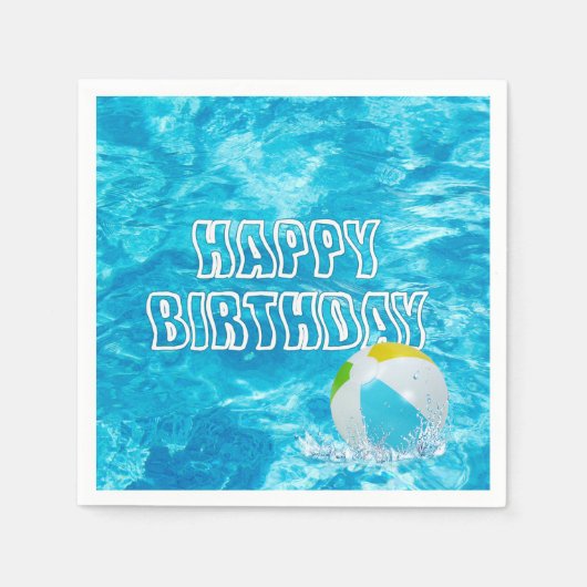 Serviette En Papier Anniversaire Pool Party Fun (Devant)