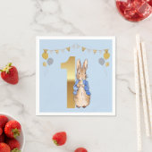 Serviette En Papier Anniversaire premier classique lapin (En situation)