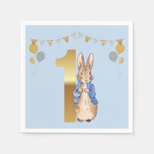 Serviette En Papier Anniversaire premier classique lapin (Devant)