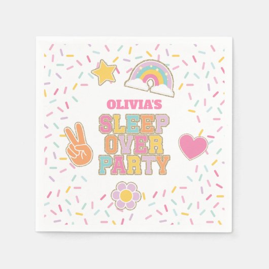 Serviette En Papier Anniversaire Pyjama Party Preppy Patch (Devant)