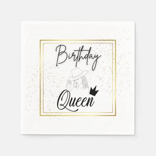 Serviette En Papier Anniversaire Queen Napkins (Devant)