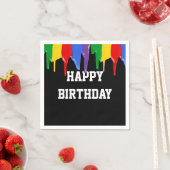 Serviette En Papier Anniversaire Rainbow Peintures Drives (En situation)