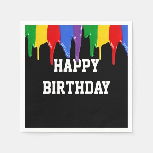 Serviette En Papier Anniversaire Rainbow Peintures Drives (Devant)