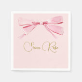 Serviette En Papier Anniversaire rose Aquarelle Bow mignonne (Devant)