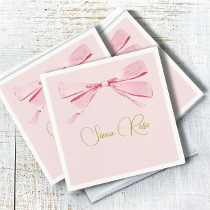 Serviette En Papier Anniversaire rose Aquarelle Bow mignonne