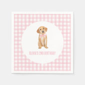 Serviette En Papier Anniversaire rose chiot (Devant)