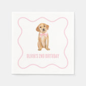 Serviette En Papier Anniversaire rose chiot (Devant)