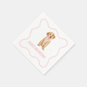 Serviette En Papier Anniversaire rose chiot (Coin)