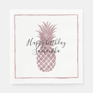 Serviette En Papier Anniversaire rose d'ananas d'or