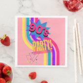 Serviette En Papier Anniversaire rose de la fête des années 90 (En situation)