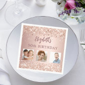 Serviette En Papier Anniversaire rose en or confetti photo